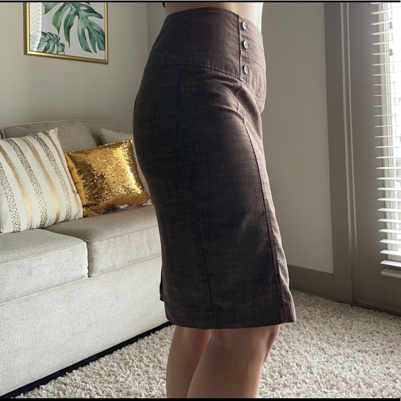 Brown Fitted Work Skirt - Picture 3 of 5